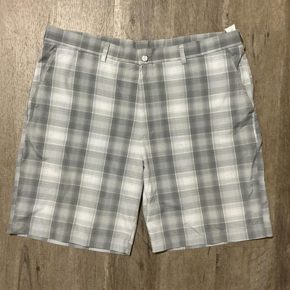 Ben‎ Nogan Gray Plaid Golf Shorts Size 40 Flat Front Stretch Golfwear Casual